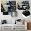 Décoration murale dorée en velours bleu marguerites encre I - boutons d'or-577872079
