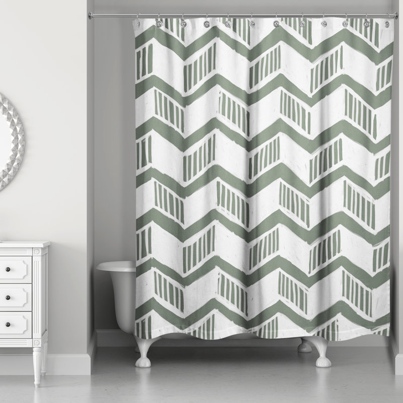 Chevron Shower Curtain, Sage