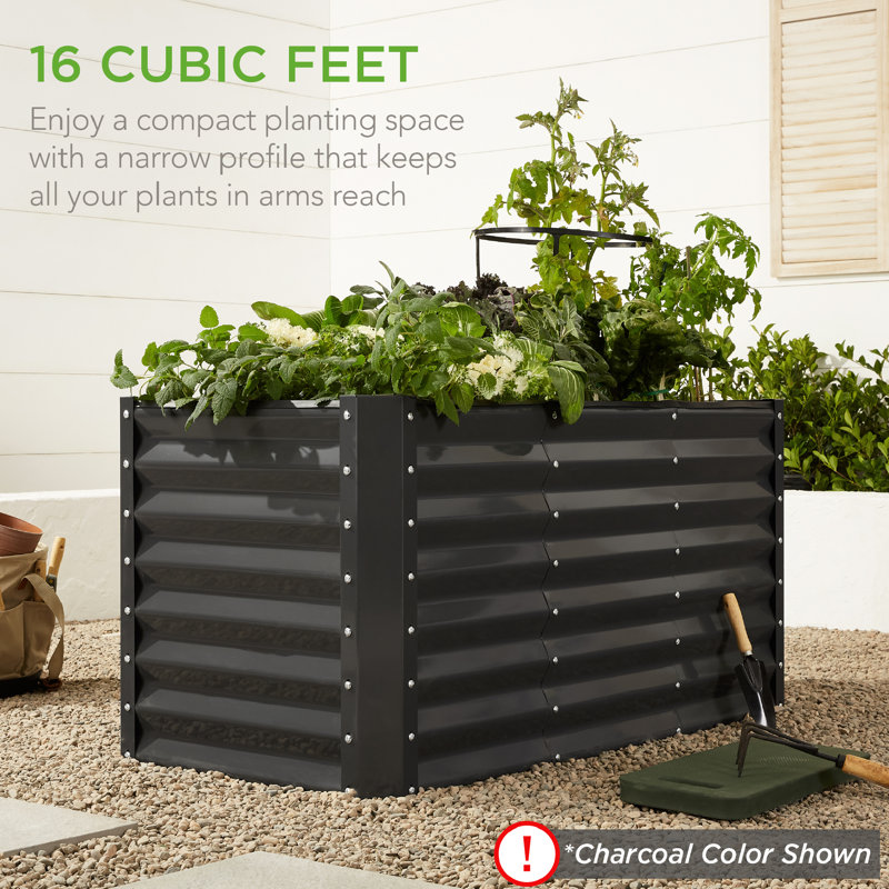 Sebian 4x2x2ft Outdoor Metal Raised Garden Bed, Planter Box for Vegetables, Flowers, Herbs, Blue