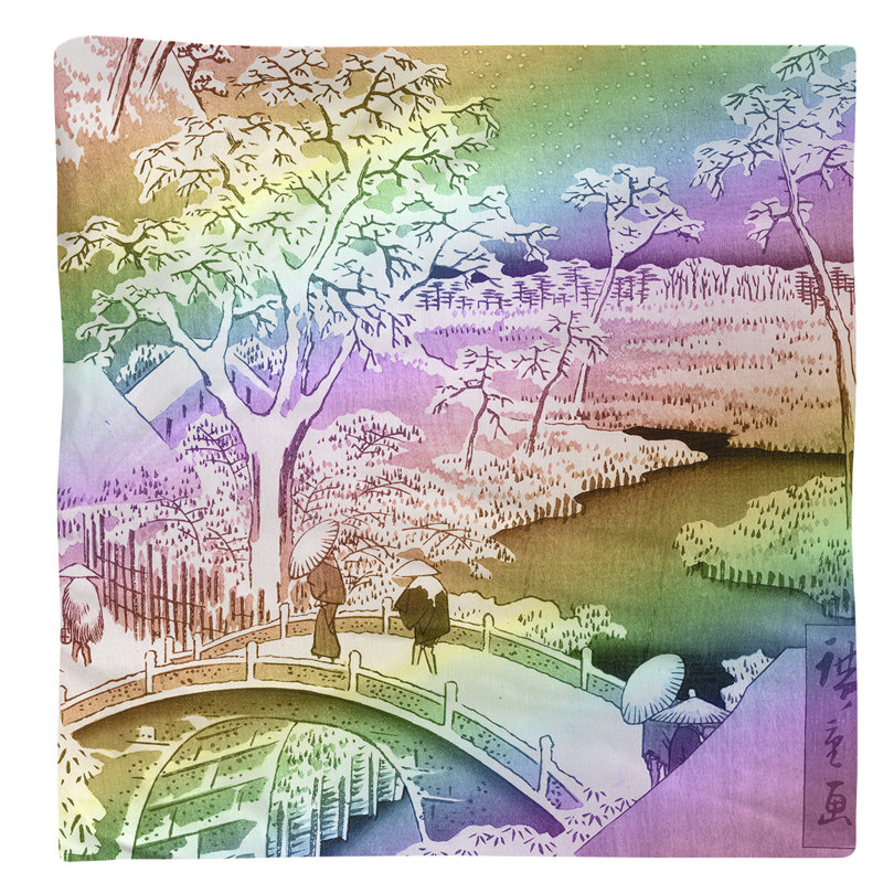Utagawa Hiroshige Cotton Square Napkin, Rainbow