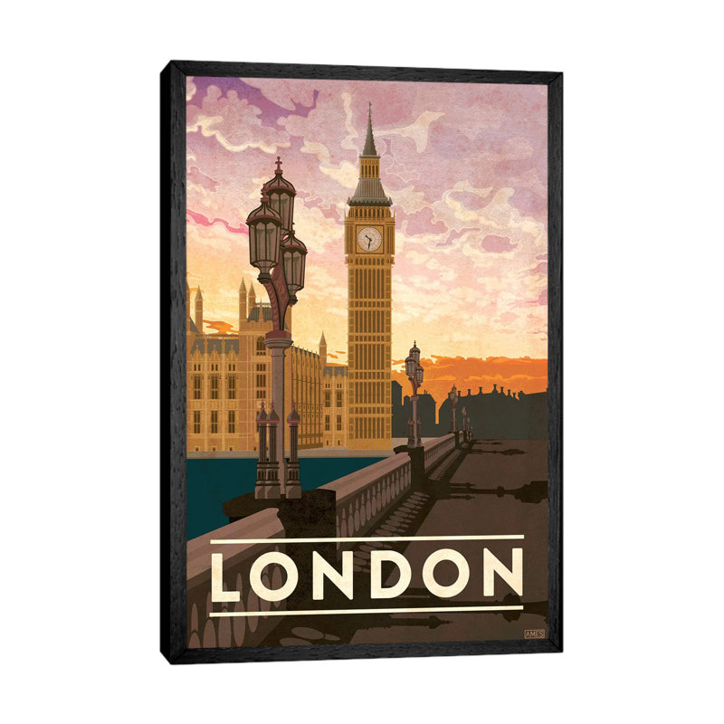 England-London by Missy Ames - Print on Canvas, 66.04cm H x 45.72cm W x 3.81cm D, Black Framed