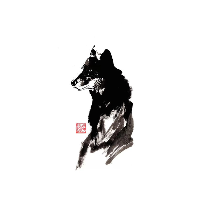 Wolf by Péchane - Print on Canvas, Wrapped Canvas, 30.48 cm H x 45.72 cm W
