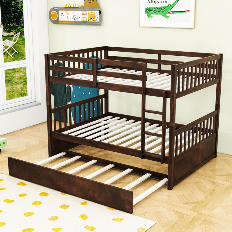 Lit superposé en bois double avec lit gigogne simple Rustic