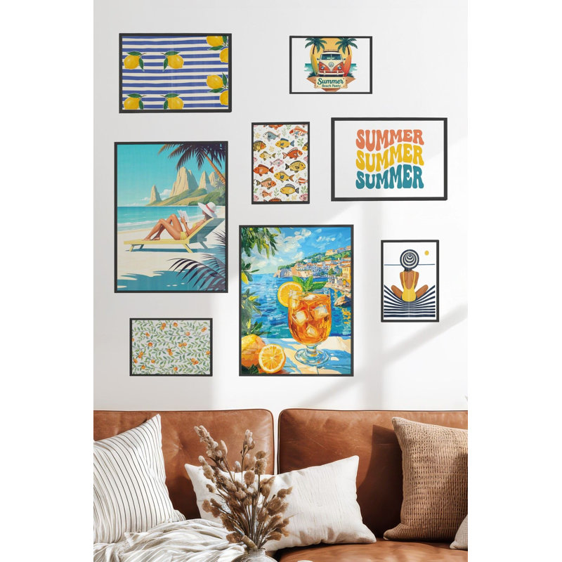 Peinture décorative encadrée (8 pièces), Noir