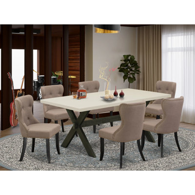 Vaughn 7 - Piece Rubberwood Solid Wood Dining Set