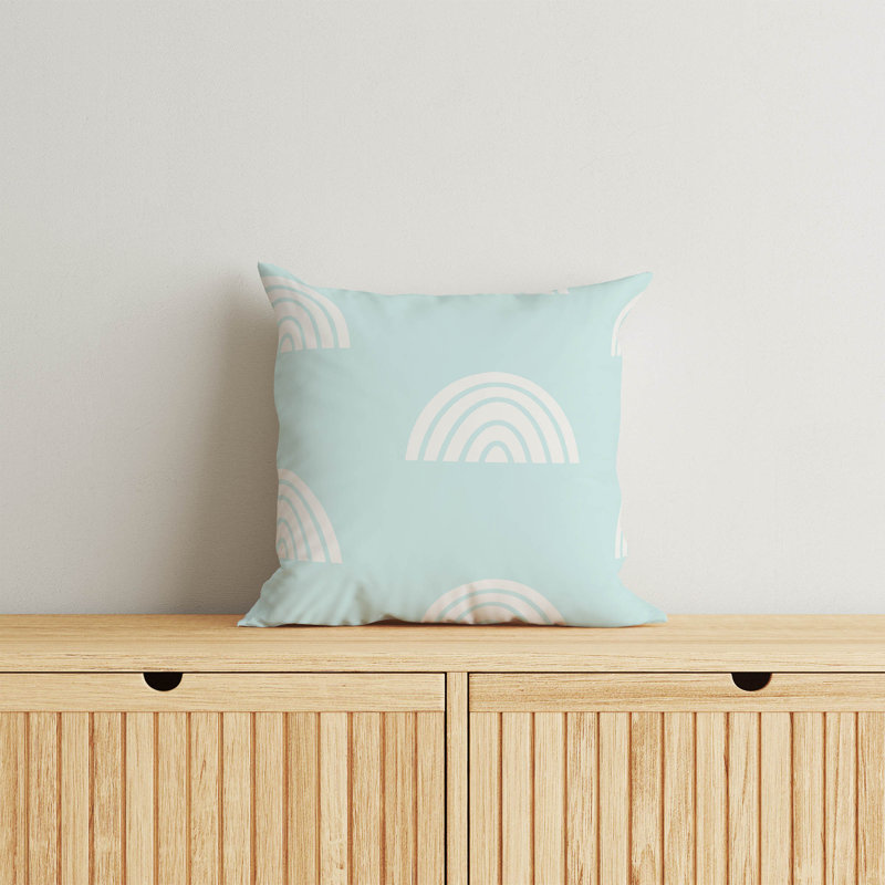 Coussin Plain Bows Match, H 20 po x l 20 po, Bleu clair / ivoire