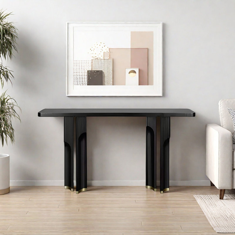 Modern Minimalist Art Console Table, Black, 31.5" H x 47.24" W x 15.75" D