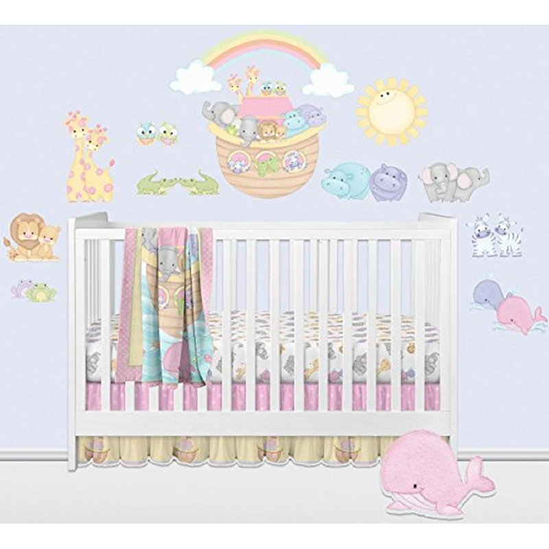 Décalcomanie murale super jumbo ark et animaux pastel pairs, Rose