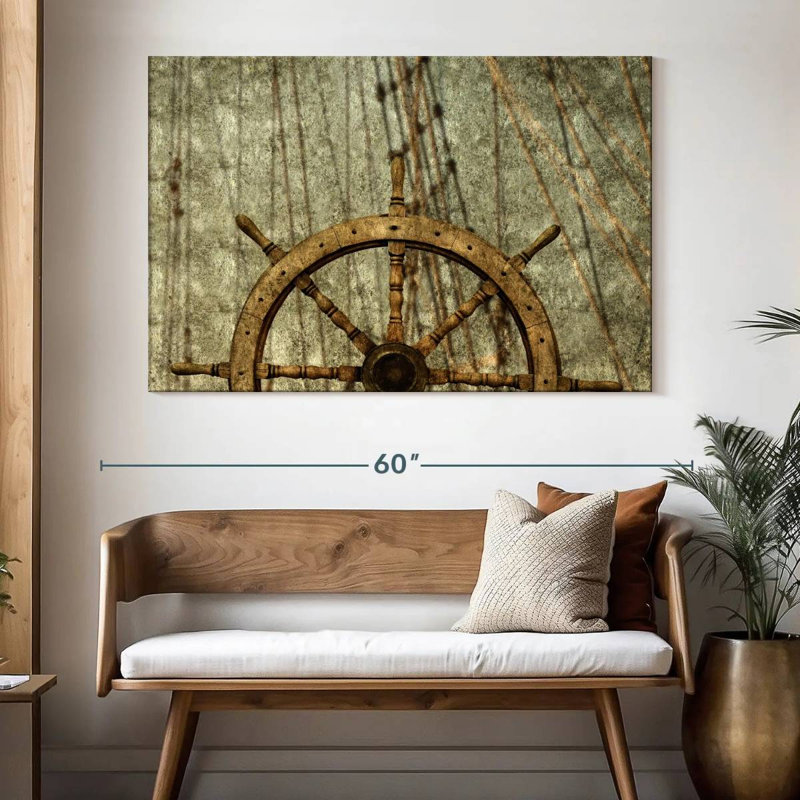 Old ship wheel Aletra, H 34 po x l 51 po