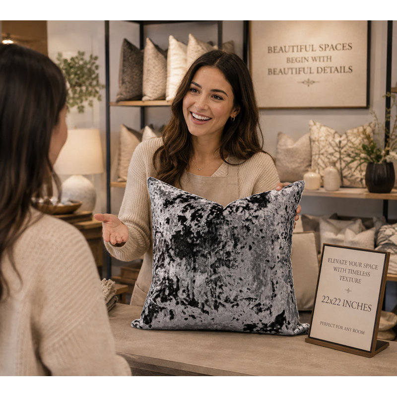 Housse de coussin en argent écrasé