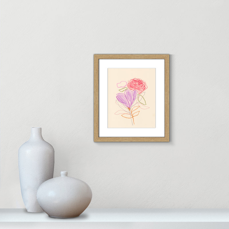 «Simple Floral III» par Bea Dina, Papier avec cadre naturel naturel, Blanc, H 15 po x l 13 po x P 1,25 po