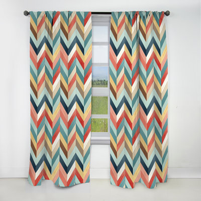 Farmhouse Wood Board Chevron I - Rideau à chevrons - Rideau à chevrons occultant - 1 panneaux