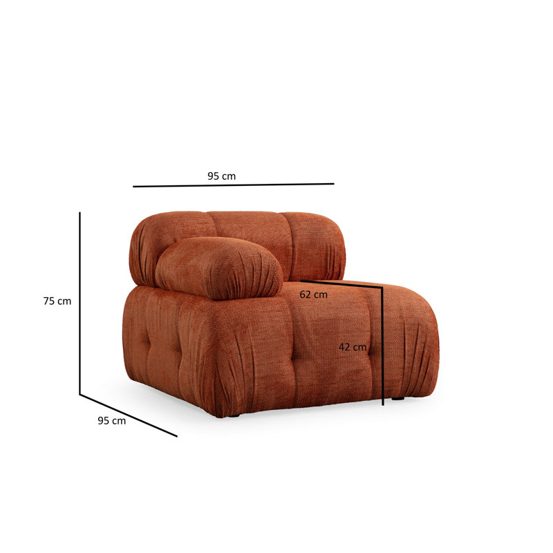Stylish 1-Seat Sofa in Orange, 37.4 x 37.4 x 29.5 inches | Durable Beech Wood & Chipboard Frame, 100% Polyester Fabric | Soft Foam Cushioning with Included Pillows | Modern Design for Living Rooms & Cozy Spaces