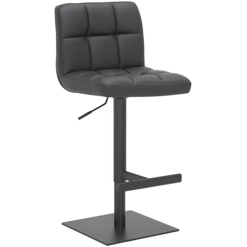 Hetem Swivel Upholstered Adjustable Height Counter Stool with Metal Frame, Black