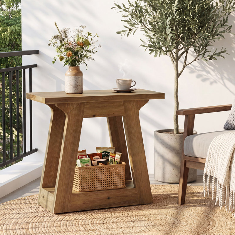 Table de bout étroite en bois massif, table d'appoint de style campagnard pour le salon, brun, 1