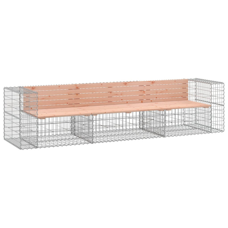 Banc de patio Gabion, H 25,8 po x l 113 po x P 28 po, Rosewood