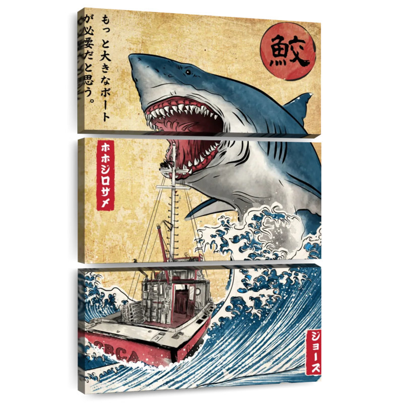 Brampt Hunting The Shark In Japan, 74" H x 48" W