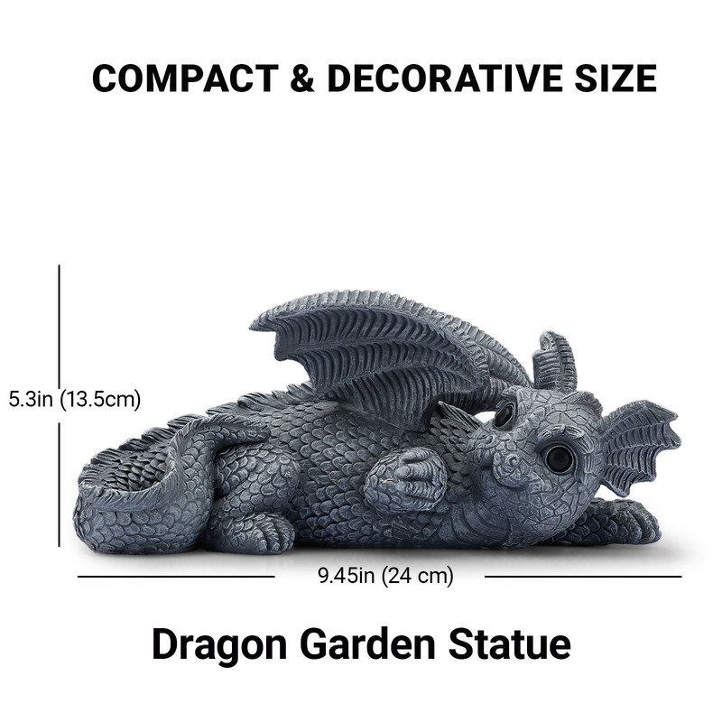 Statue de dragon d'extérieur 9,5 pouces avec lanterne