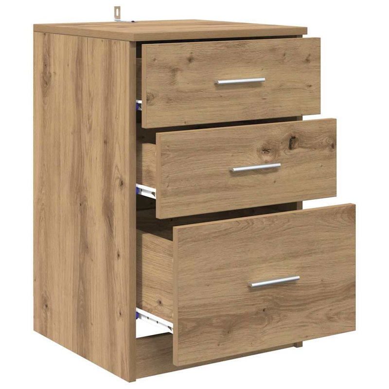 40cm W Manufactured Wood Bedside Table, Artisan Oak