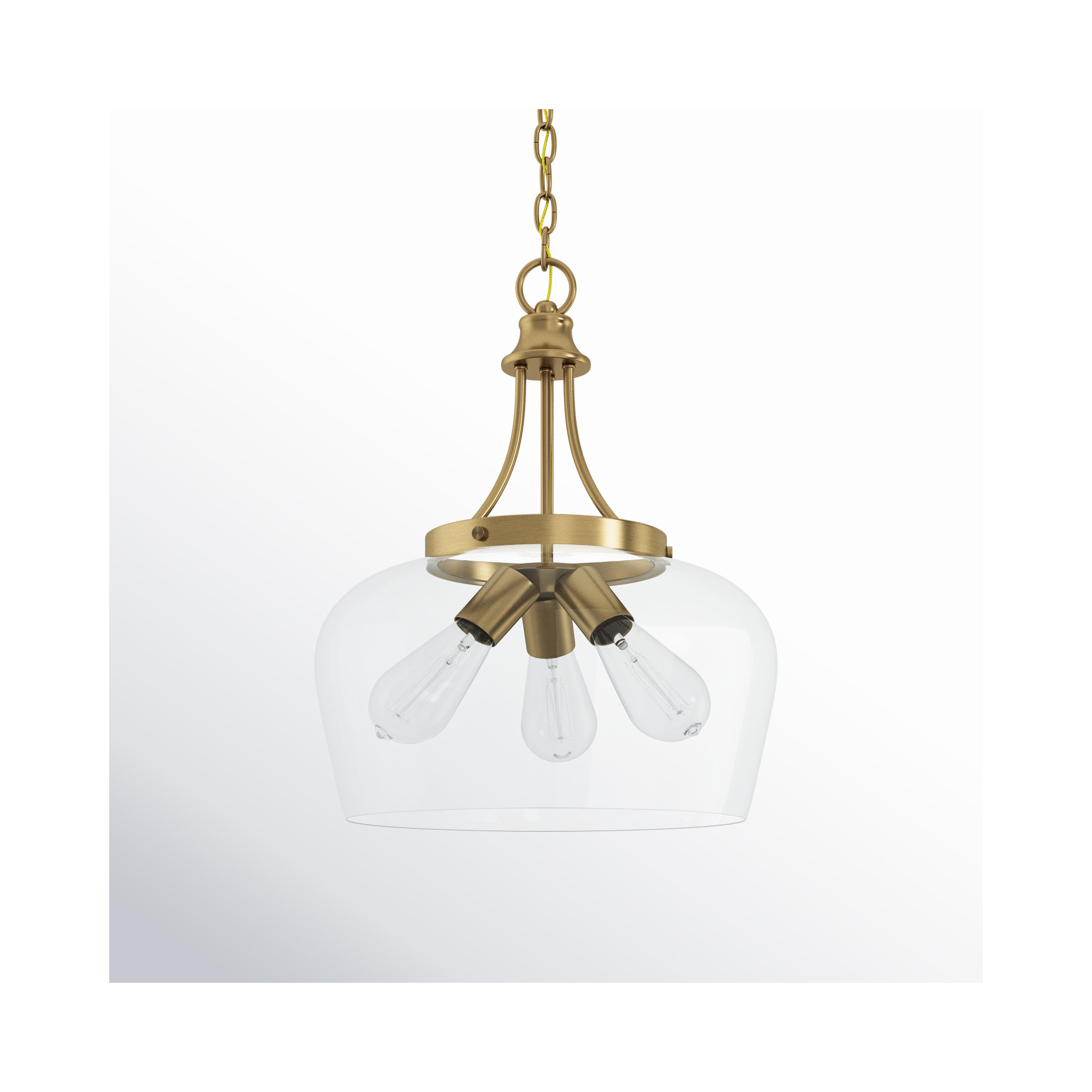 Breena 3 - Light Unique Dome Pendant, Clear, Warm Brass