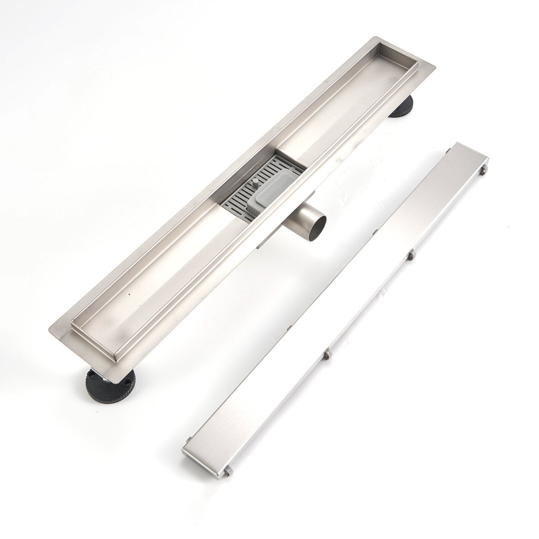 2 In 1 Tile Insert Linear Shower Drain, 304 Stainless Steel Odor Proof Floor Drain Set