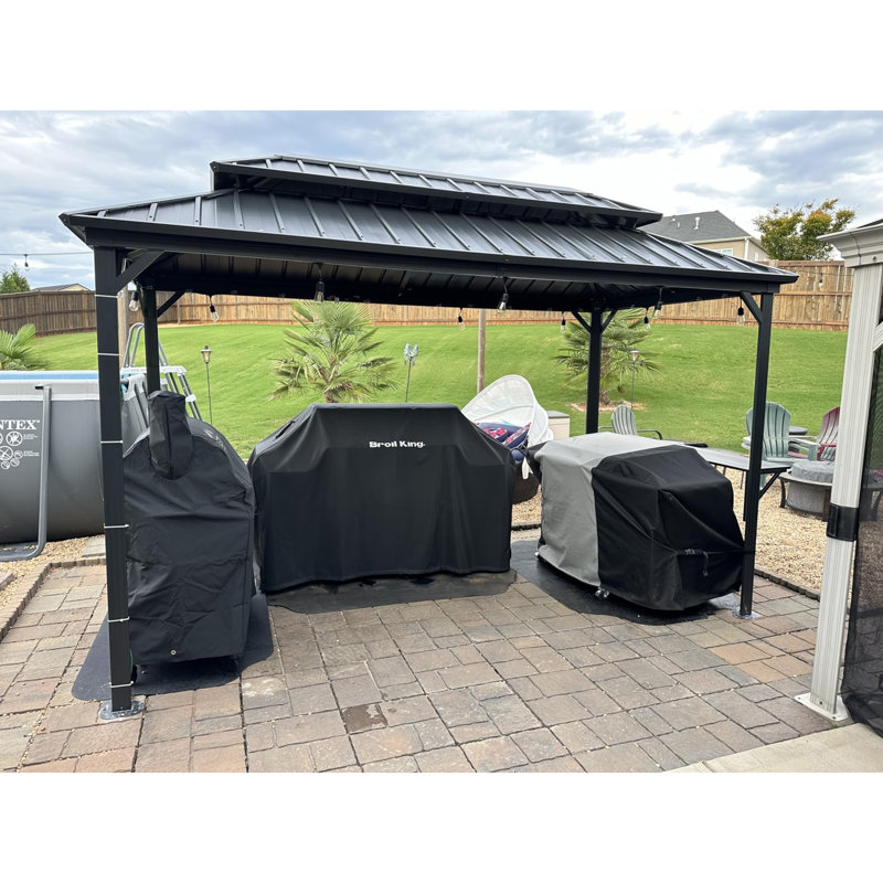 PURPLE LEAF Hardtop Gazebo Permanent Gazebo with Galvanized Steel Double Roof for Patio Lawn Garden