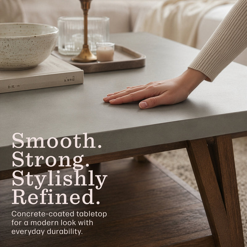 Brookside 48" Coffee Table with Shelf, 18" H x 48" L x 32" W