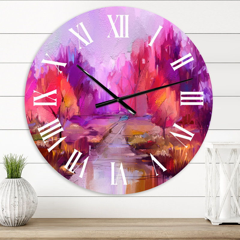 Colourful Autumn Trees By Lakeside - Traditional wall clock, Small