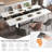 71 In. Large Rectangular White Dining Table For 4 5 6 7 People W/35in Marble-color Wood Watrproof Tabletop,adjustable Leg.6ft Luxurious Family Dinner Table For Home Kitchen Living Room
