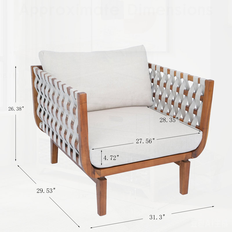 Ensemble de 2 fauteuils club d'extérieur en bois d'acacia avec tissu hydrofuge, parfait pour la détente dans le jardin et la cour