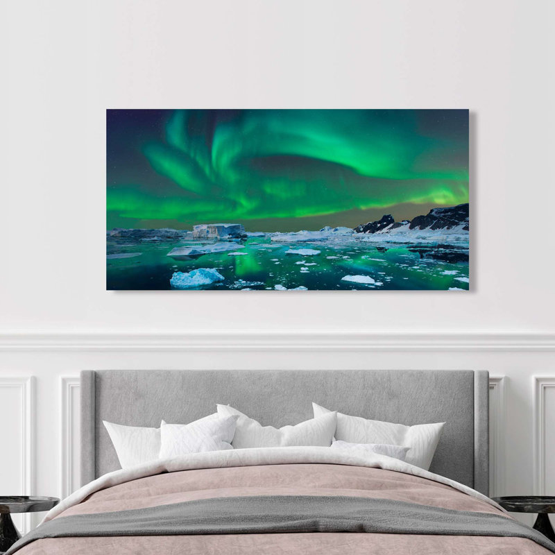 Aurora Borealis, Iceland (detail) by Pangea - Wrapped Canvas Print, 60cm H x 120cm W x 4cm D