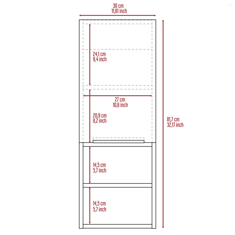 Armoire de salle de bain avec deux tablettes intérieures, deux tablettes extérieures et une porte, Noir