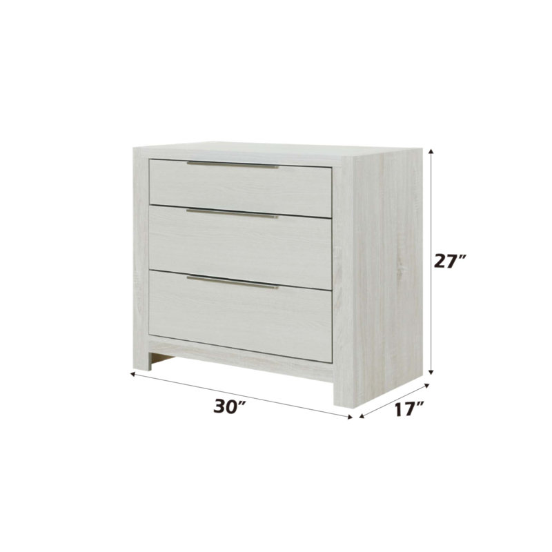 Table de chevet Jehoram avec 3 tiroirs spacieux, aucun assemblage requis, parfaite pour le rangement et l'organisation de la chambre à coucher