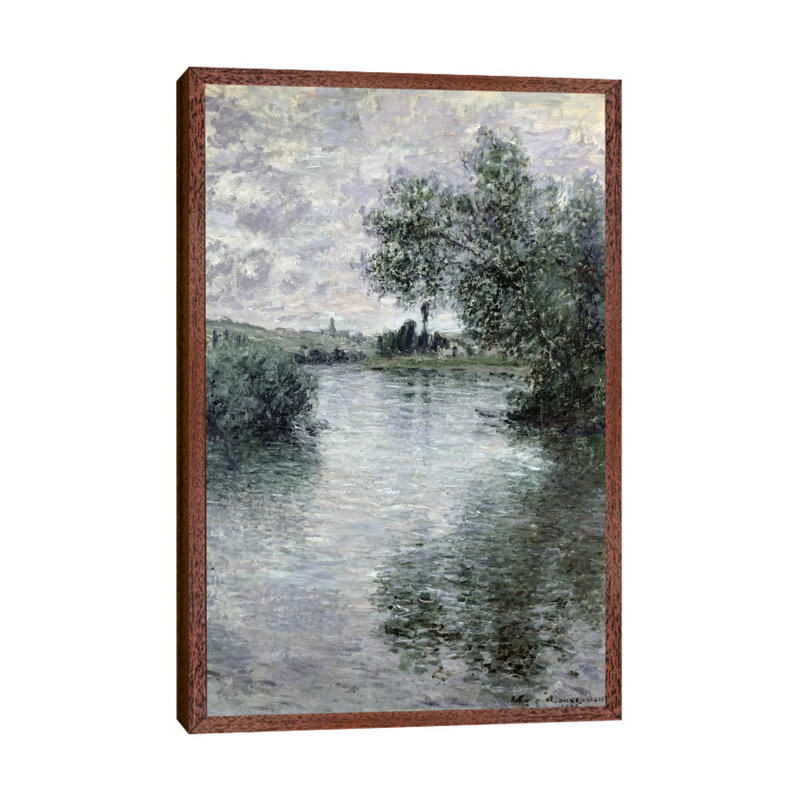 The Seine at Vetheuil, 1879 by Claude Monet - 1 Piece Floater Frame Painting on Canvas, 101.6 cm H x 66.04 cm W, Brown Framed