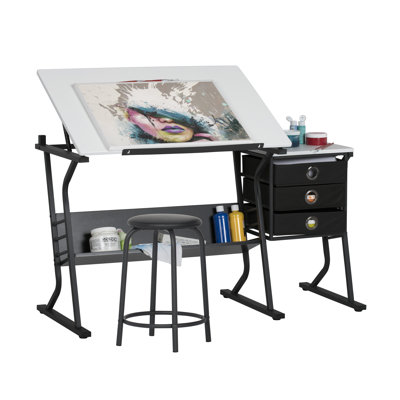 Eclipse Ultra Drafting Center Craft Table and Stool