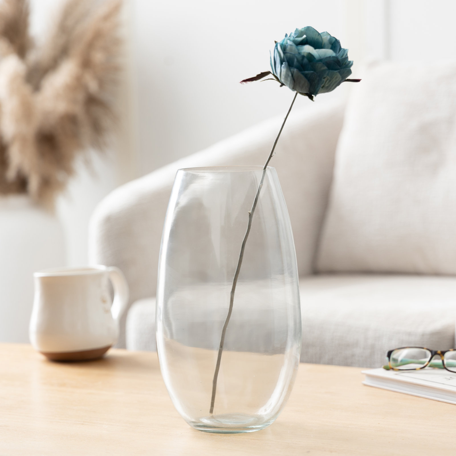 Glass Table Vase, 10.5" H x 6" W x 6" D