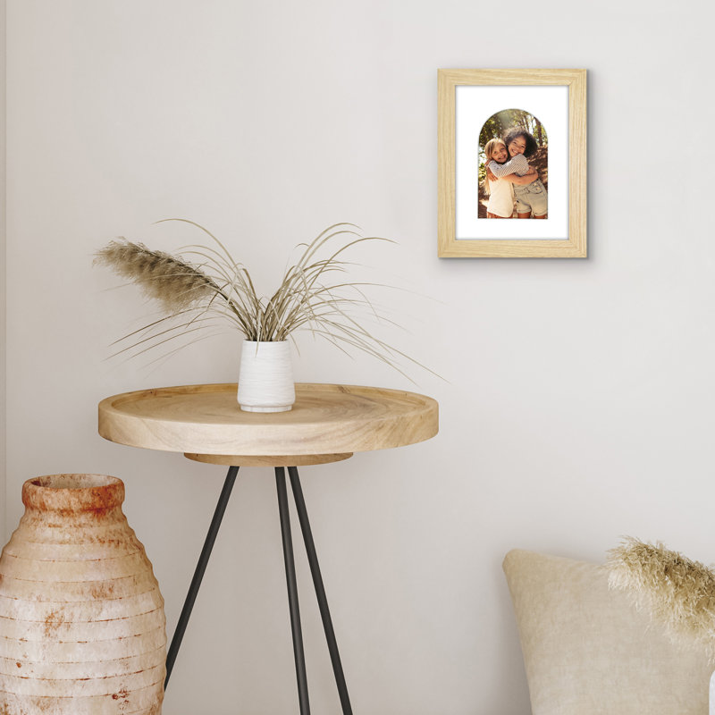 Cadre photo avec tapis en forme d'arche - Idéal pour toute pièce, salon, dortoir, Natural Oak, 6" x 8"