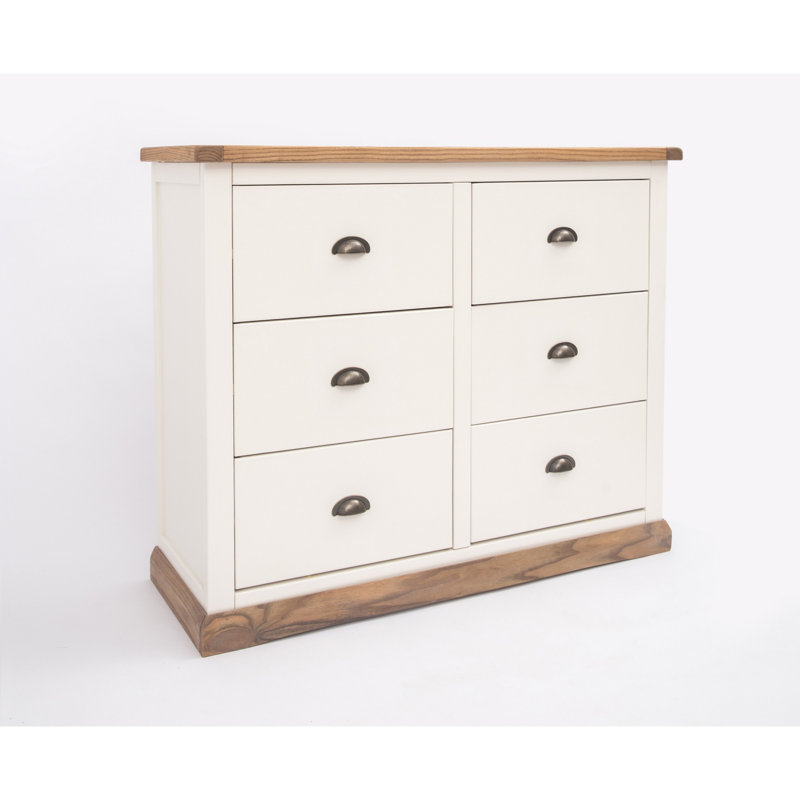 6 Drawer 110cm W Double Dresser, Waxed Oak