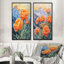 Pivoines d'été et le lever du soleil I - Collection d'art mural floral 2 panneaux