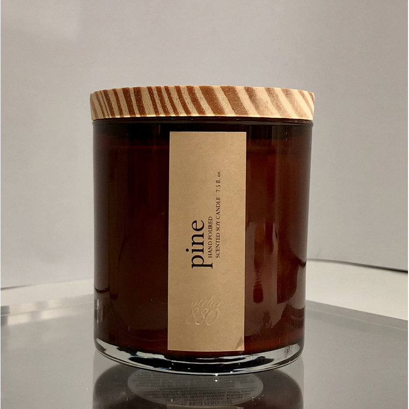 Pine Scented Jar Candle with Glass Holder