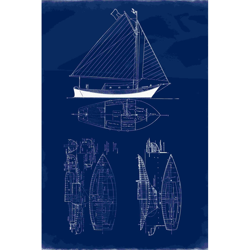 «Boat Blueprint 2», reproduction sur toile tendue, L 12 po x H 18 po