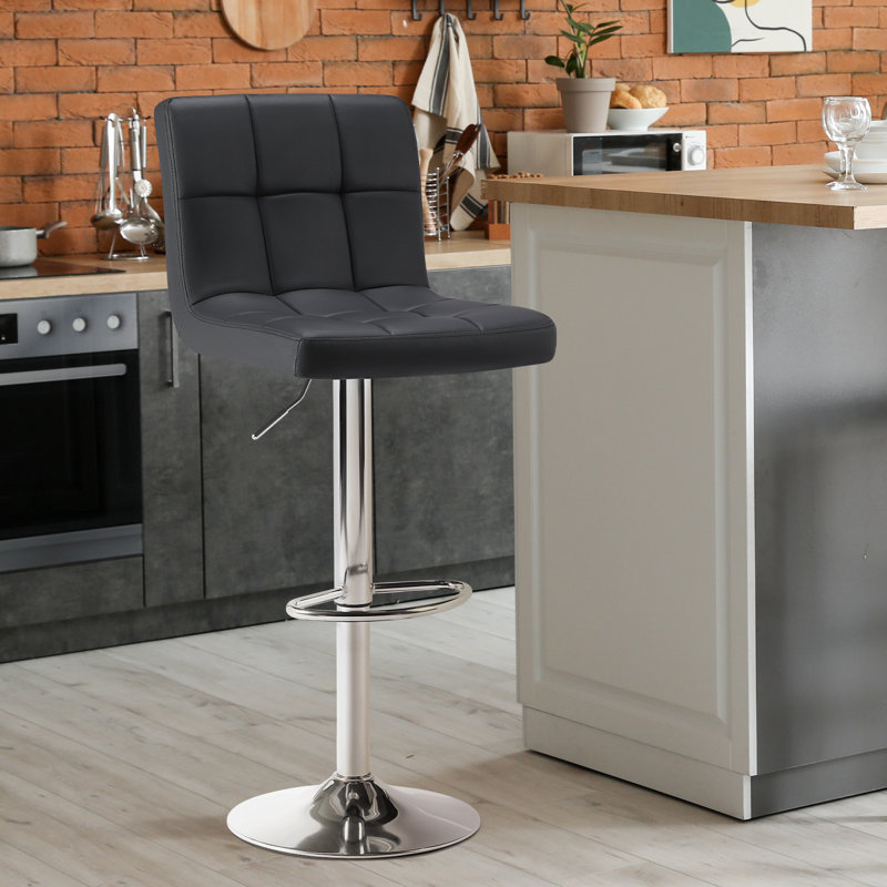 Ensemble de tabourets de bar pivotants en cuir Vegan, Noir, noir, noir, noir