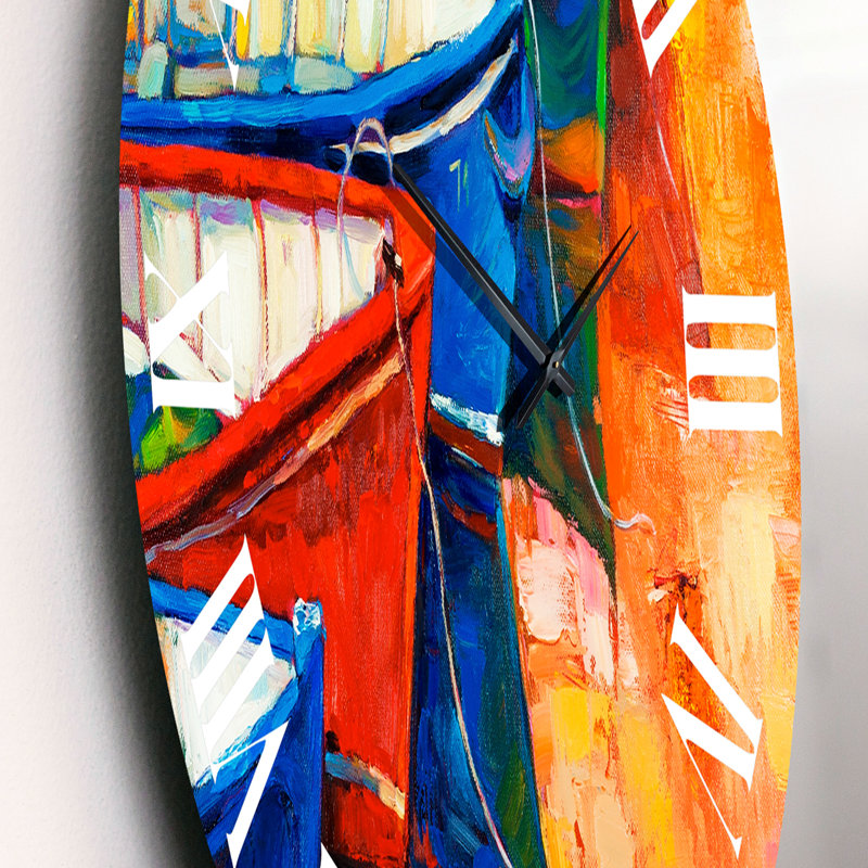 Bateaux dans le port au coucher du soleil chaud II - horloge murale nautique et côtière, Petit