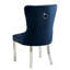Fauteuils à oreilles pour salle à manger, 2 pièces, bleu avec dossier à boutons et siège à garniture de pieds 2 pièces, bleu, dossier, tête de clou