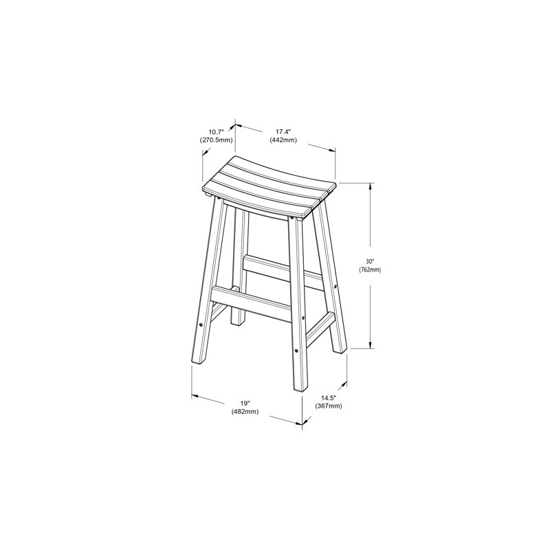 Tabouret de bar HDPE, Teak