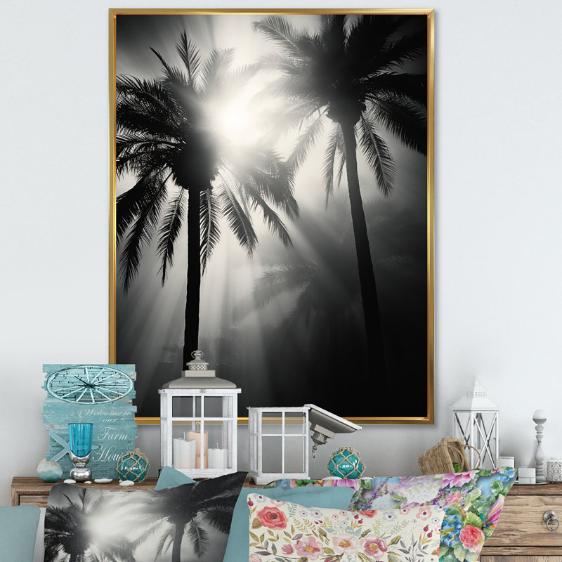Swaying Palms Serenade Archway sur toile, Cadre flottant doré, H 40 po x l 30 po x P 1,5 po