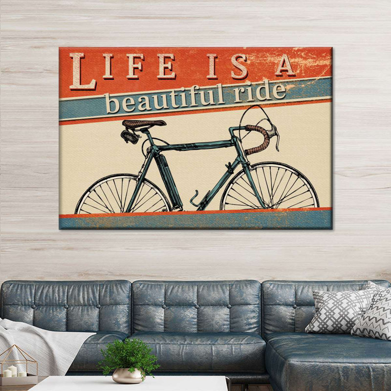 «Travel And Adventure Quotes Life Is A Beautiful Ride Quote», reproduction sur toile, H 16 po x l 24 po x P 1,25 po