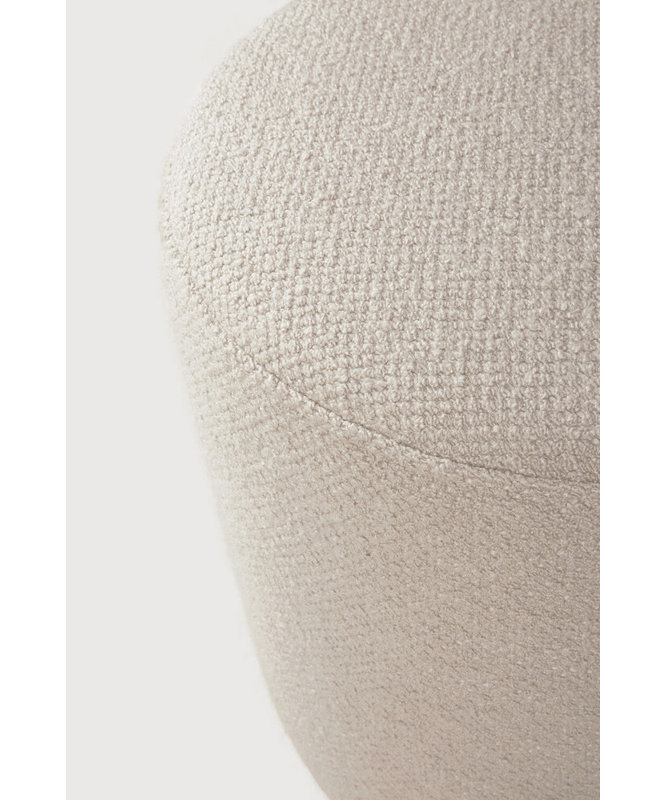 Barrow Round Pouf, Off White Polyester Blend