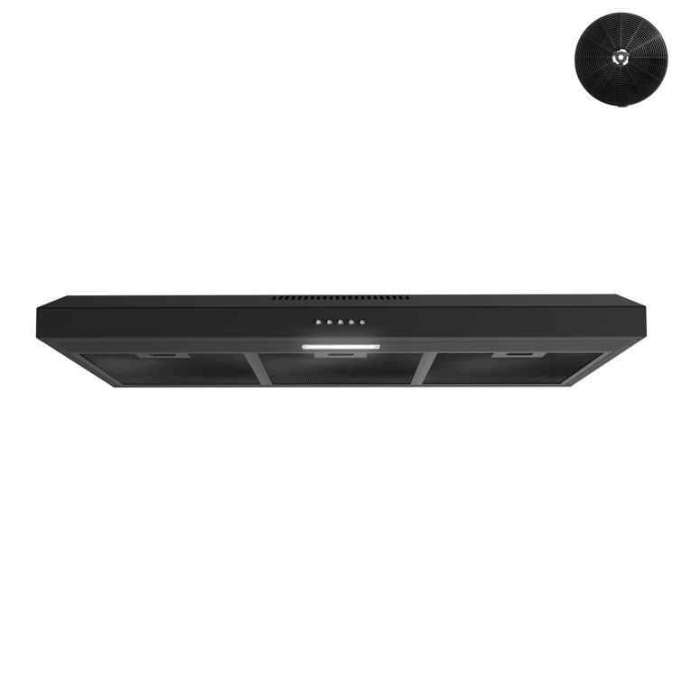 Streamline 36 in. T-10552-4-DL Cosenza Ductless Undermount 80 CFM Range Hood in Grit Black with Mesh Filters, Push Button Control, LED Light