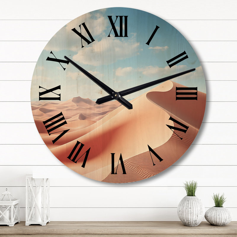 Horloge murale en bois massif Mcclenny, Grand
